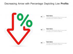 Decreasing arrow with percentage depicting low profits