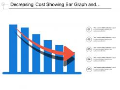 Decreasing cost showing bar graph and downward arrow