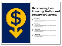 Decreasing cost showing dollar and downward arrow