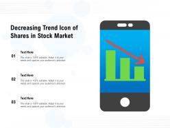 Decreasing trend icon of shares in stock market