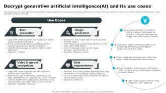 Decrypt Generative Artificial Intelligenceai And Its Use Cases How ChatGPT Actually Work ChatGPT SS V