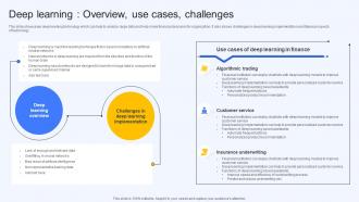 Deep Learning Overview Use Cases Challenges Ai Finance Use Cases AI SS V