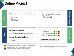 Define project stakeholders and team members accomplishments