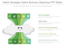 Define strategies define business objectives ppt slides