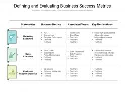 Defining and evaluating business success metrics