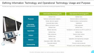 Defining Information Technology And Operational Technology Usage And Purpose