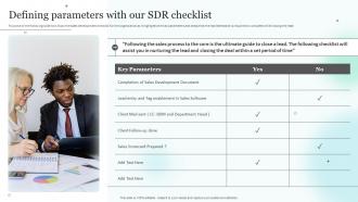 Defining Parameters With Our SDR Checklist Medical Sales Representative Strategy Playbook