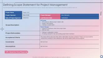 Defining Scope Statement For Project Management Project Time Administration