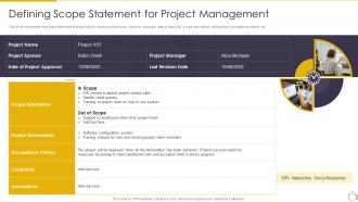 Defining Scope Statement For Project Management Task Scheduling For Project Time Management