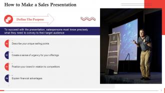 Defining The Purpose In Sales Presentation Training Ppt