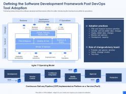 Defining the software development adoption devops tools and framework it ppt mockup
