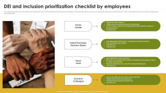 DEI And Inclusion Prioritization Checklist By Employees