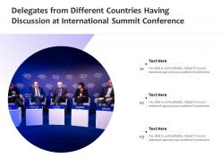 Delegates from different countries having discussion at international summit conference