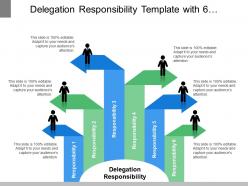 Delegation responsibility template with 6 diverging arrows