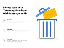 Delete icon with throwing envelope with message in bin