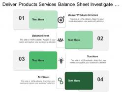 Deliver products services balance sheet investigate case management