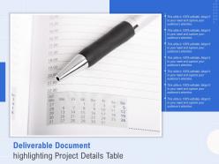 Deliverable document highlighting project details table