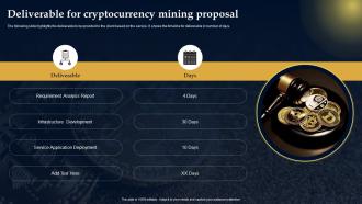 Deliverable For Cryptocurrency Mining Proposal Ppt Powerpoint Presentation Ideas Layout Ideas