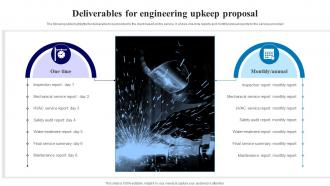 Deliverables For Engineering Upkeep Proposal Ppt Powerpoint Rules