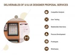 Deliverables of ui and ux designer proposal services ppt powerpoint presentation file smartart