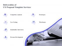 Deliverables of ux proposal template services ppt powerpoint slide