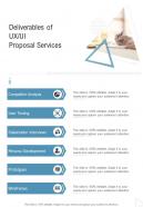 Deliverables Of Ux Ui Proposal Services One Pager Sample Example Document