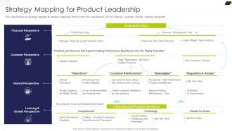 Delivering Efficiency By Innovating Product Strategy Mapping For Product Leadership
