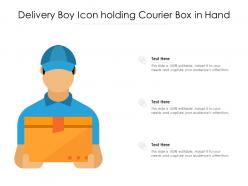 Delivery boy icon holding courier box in hand