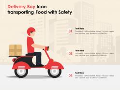 Delivery Boy Icon Transporting Food With Safety