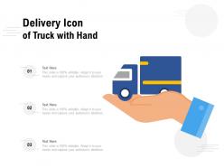 Delivery icon of truck with hand