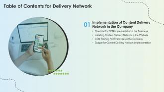 Delivery Network Table Of Contents Ppt Slides Background Designs