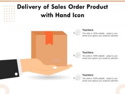 Delivery of sales order product with hand icon