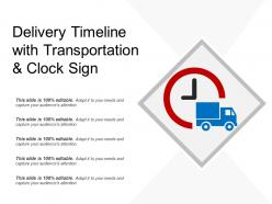 Delivery timeline with transportation and clock sign