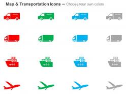 Delivery truck cargo ship plane ppt icons graphics