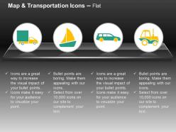Delivery van boat car truck ppt icons graphics