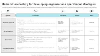 Demand Forecasting For Developing Organizations Operational Strategies