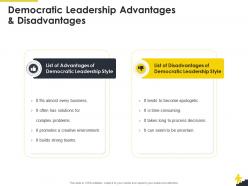 Democratic leadership advantages and disadvantages corporate leadership