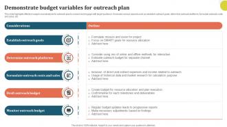 Demonstrate Budget Variables For Outreach Plan