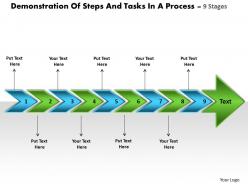 Demonstration of steps and tasks in process 9 stages draw flow charts powerpoint slides