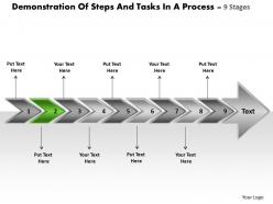 Demonstration of steps and tasks in process 9 stages draw flow charts powerpoint slides