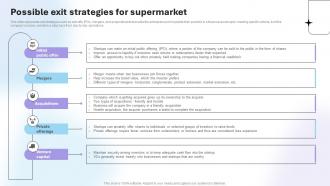 Department Store Business Plan Possible Exit Strategies For Supermarket BP SS V