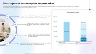 Department Store Business Plan Start Up Cost Summary For Supermarket BP SS V