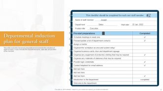 Departmental Induction Plan For General Staff