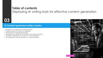 Deploying AI Writing Tools For Effective Content Generation Powerpoint Presentation Slides AI CD V Template Unique