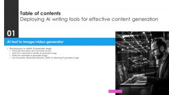 Deploying AI Writing Tools For Effective Content Generation Table Of Contents AI SS V