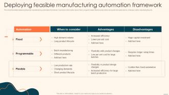 Deploying Feasible Manufacturing Automation Framework Deploying Automation Manufacturing