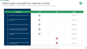Deploying Fixed Asset Management Framework Fixed Asset Checklist For Internal Control