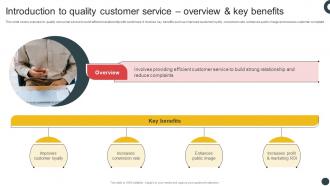 Deploying QMS Introduction To Quality Customer Service Overview And Key Benefits Strategy SS V