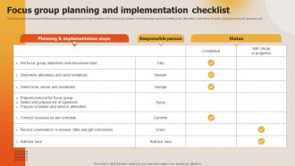 Deploying Techniques For Analyzing Focus Group Planning And Implementation Checklist