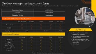 Deployment Of Product Lifecycle Product Concept Testing Survey Form